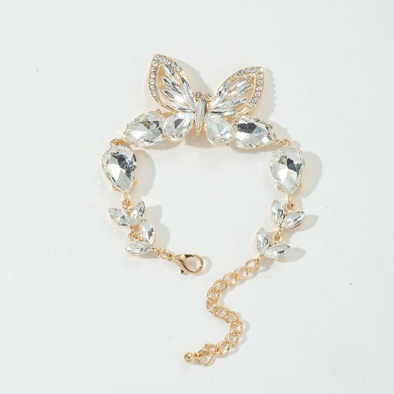 Wholesale Jewelry Simple Style Classic Style Butterfly Alloy Zircon Inlay Bracelets