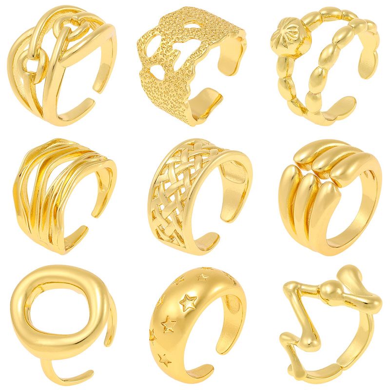 Copper Gold Plated Simple Style Classic Style Plating Solid Color Rings