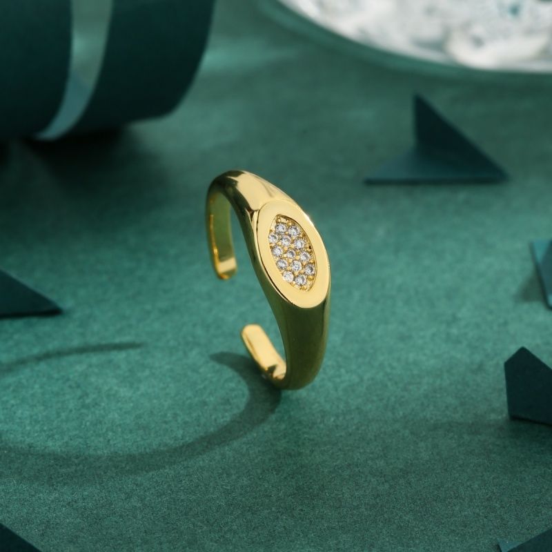 Kupfer 18 Karat Vergoldet Luxuriös Einfacher Stil Überzug Inlay Einfarbig Zirkon Ringe