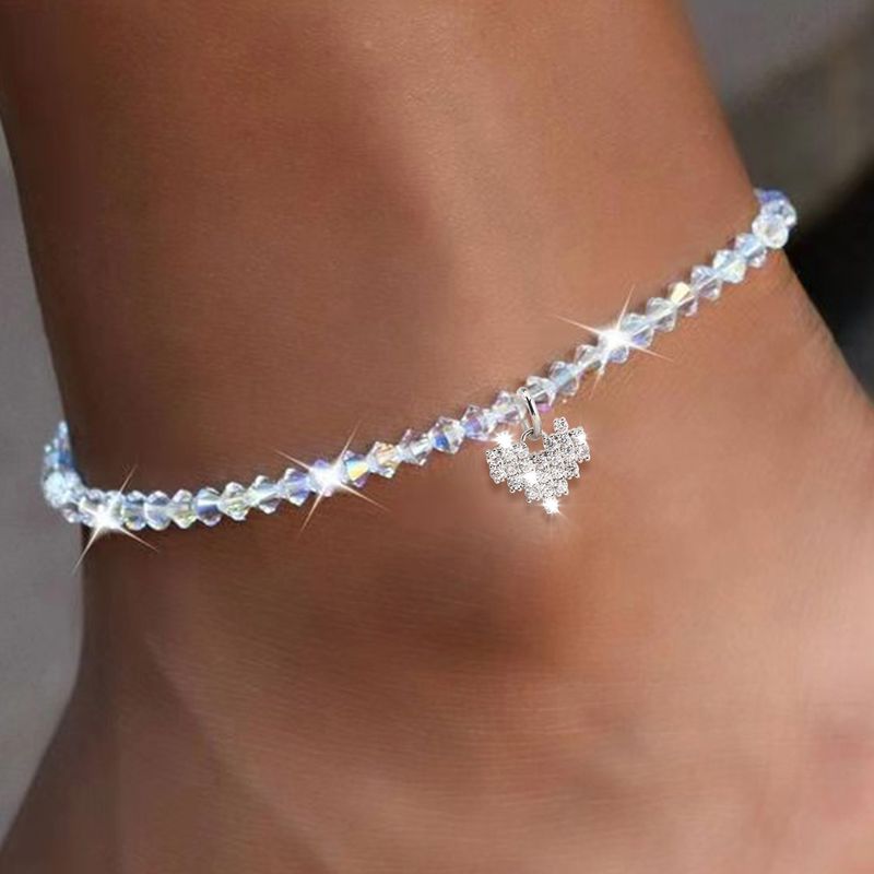 Ferien Tropisch Einfacher Stil Herzform Kunststoff Kupfer Perlen Inlay Zirkon Frau Fußkettchen