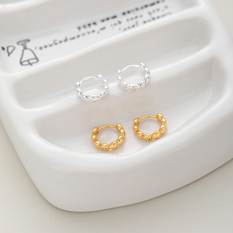 1 Pair Simple Style Heart Shape Sterling Silver Earrings
