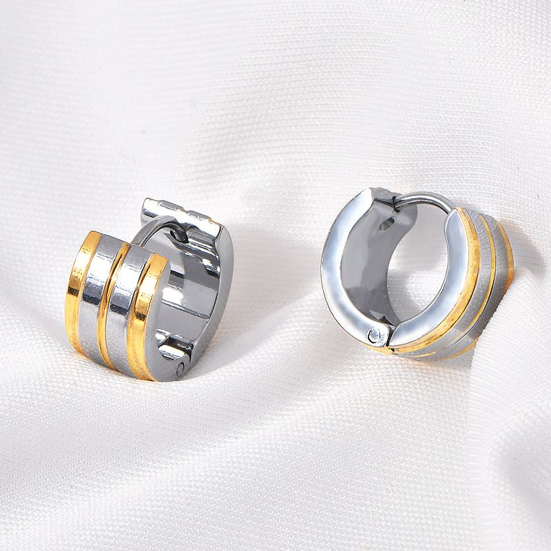1 Pair Hip-Hop Retro Color Block Plating 304 Stainless Steel 18K Gold Plated Earrings