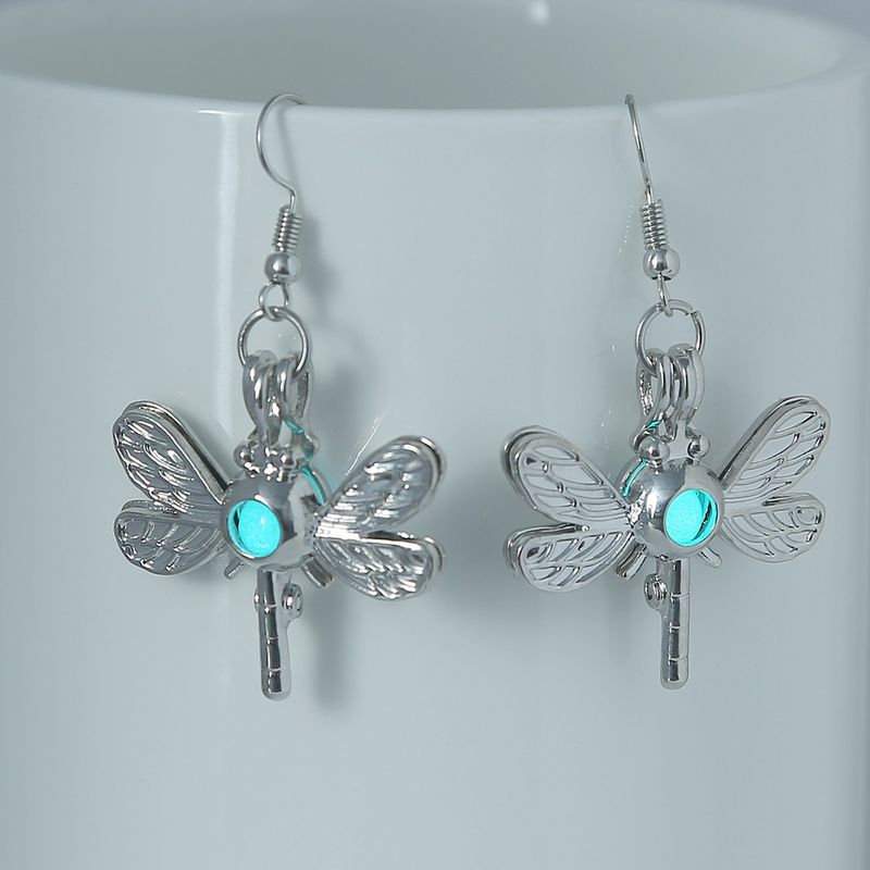 1 Pair IG Style Lady Novelty Dragonfly Inlay Copper Zinc Alloy Resin Drop Earrings