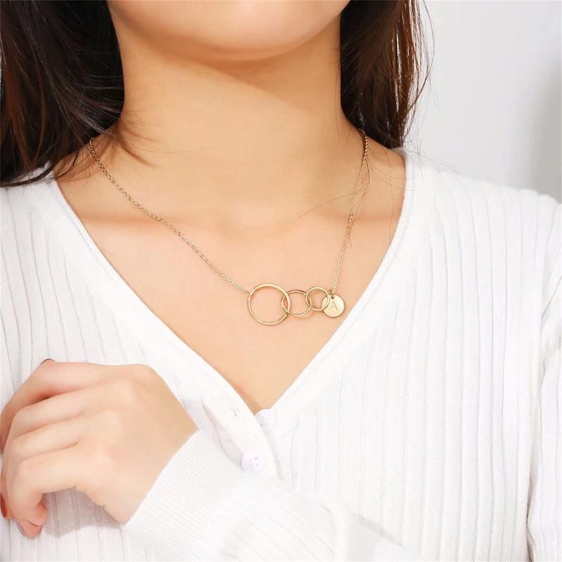 Wholesale Simple Style Circle Letter Copper Pendant Necklace