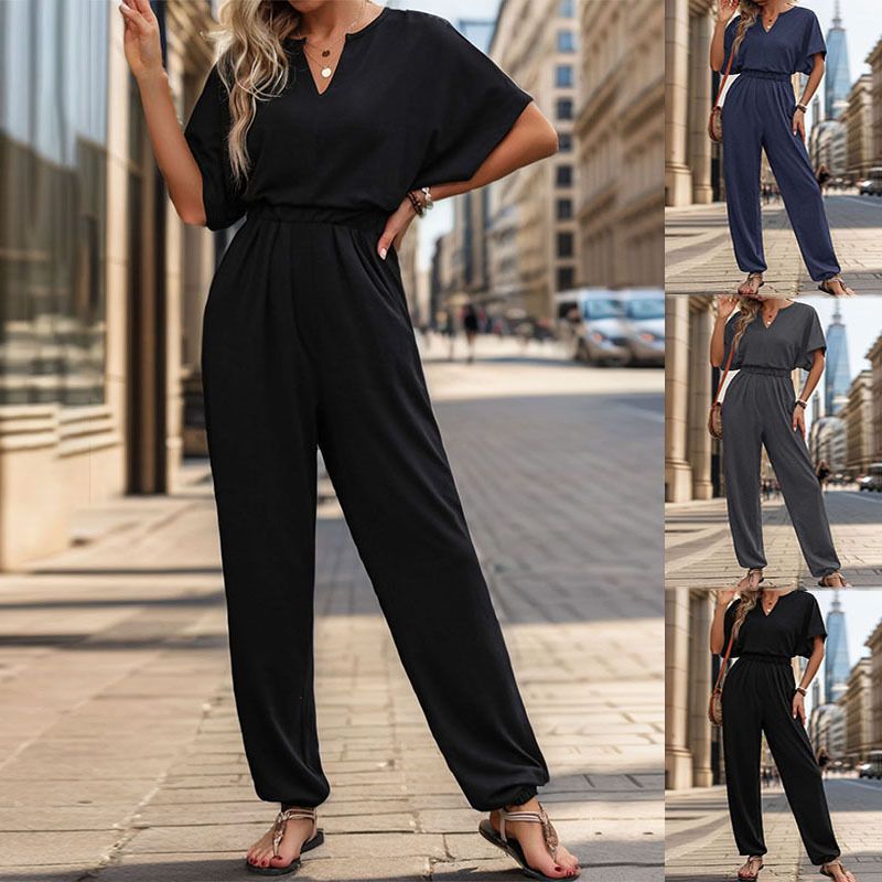 Women's Holiday Daily Date Streetwear Solid Color Full Length Dolman Sleeve Jumpsuits