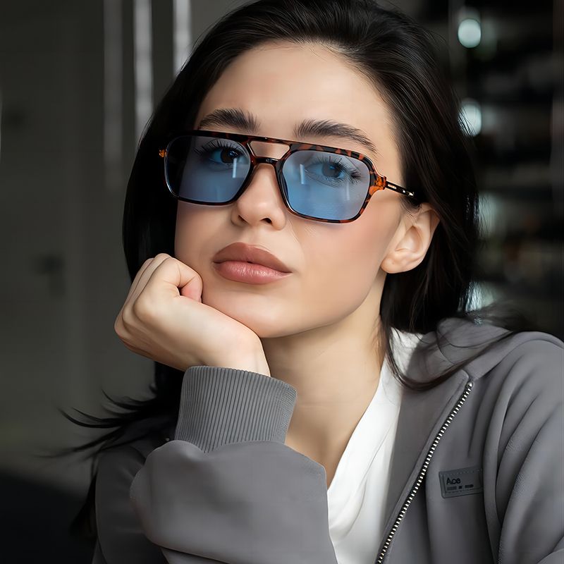 Hip-Hop Cool Style Color Block Ac Square Full Frame Women's Sunglasses