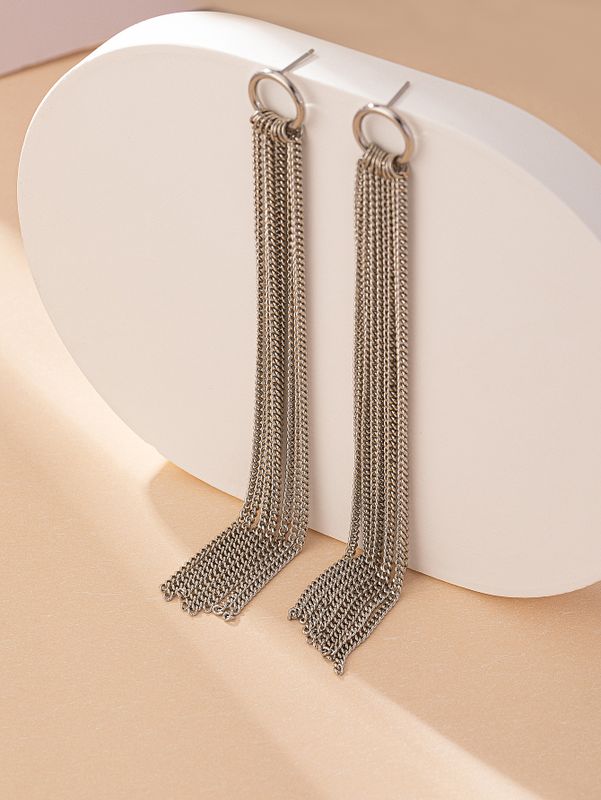 1 Pair Simple Style Tassel Zinc Alloy Drop Earrings