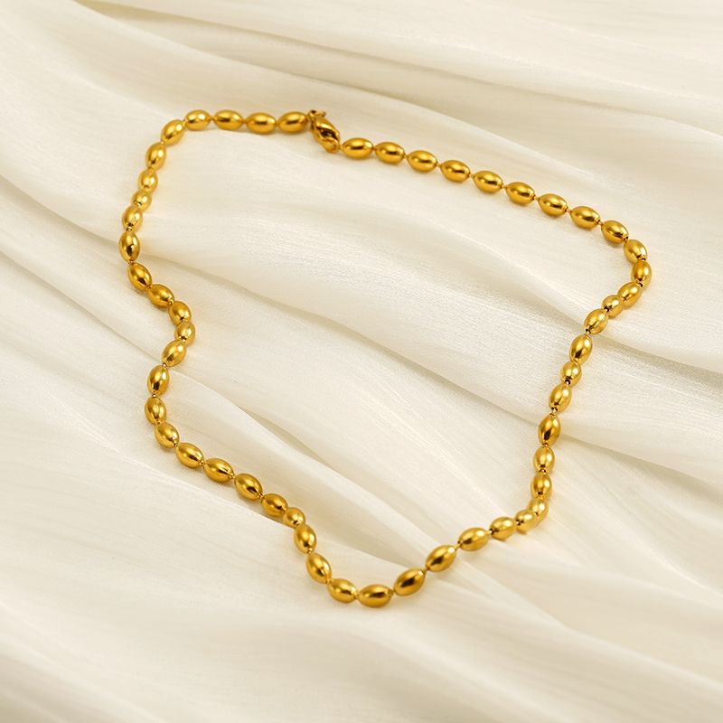 304 Stainless Steel 18K Gold Plated Simple Style Classic Style Plating Solid Color Necklace