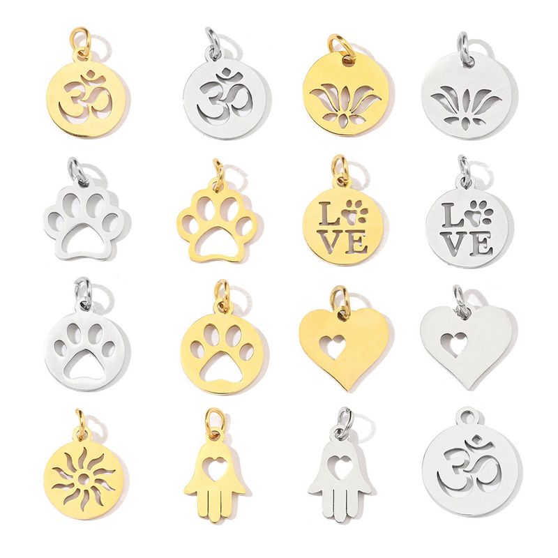20 PCS/Package 201 Stainless Steel 18K Gold Plated Solid Color Polished Pendant