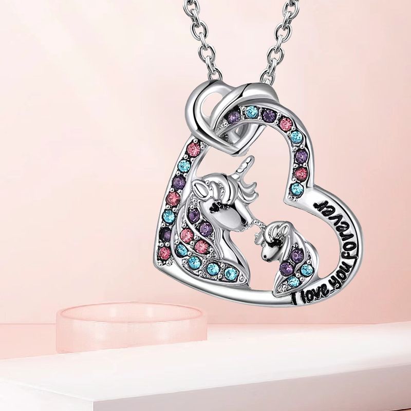 Artistic Animal Unicorn Alloy Plating Inlay Rhinestones Gold Plated Silver Plated Women's Pendant Necklace