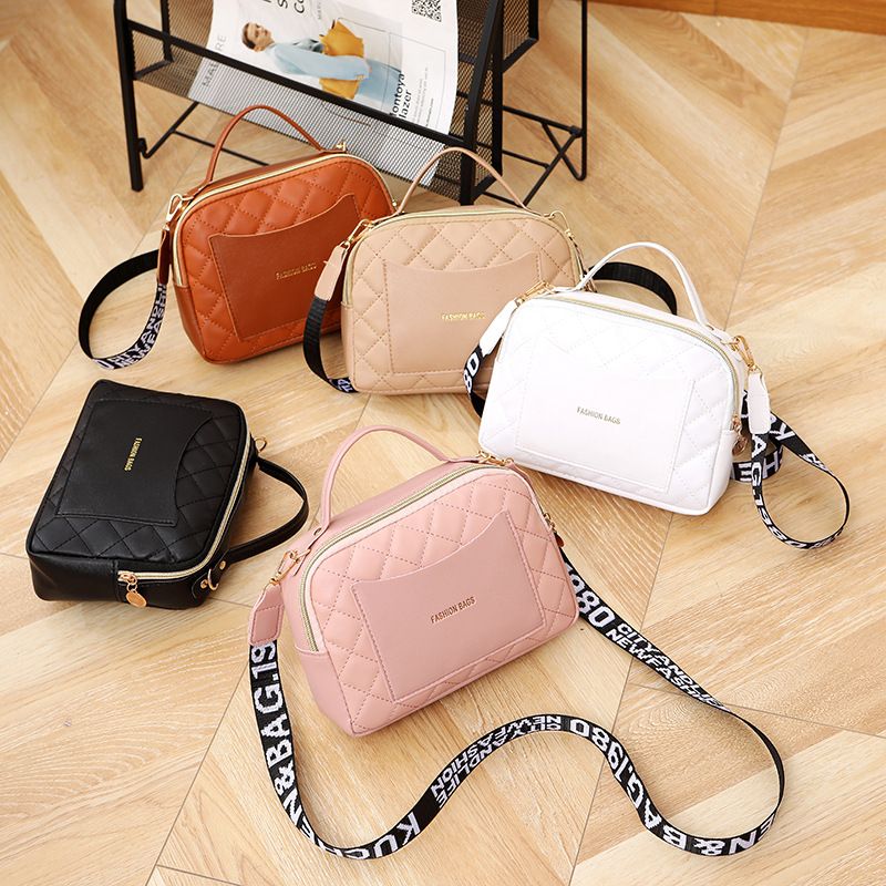 Women's Medium Pu Leather Solid Color Basic Classic Style Zipper Handbag