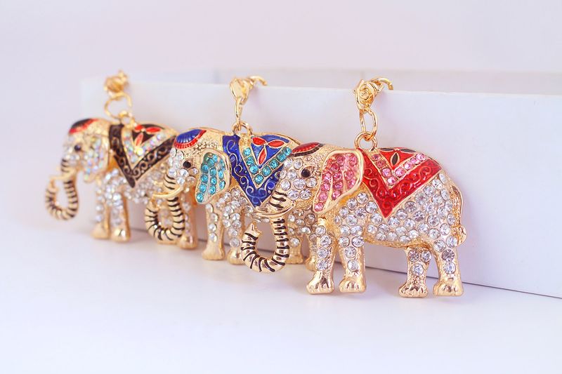 Cute Basic Elephant Alloy Rhinestone Plating Unisex Keychain