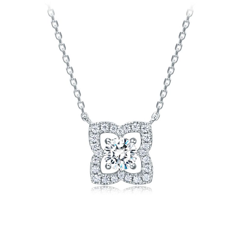 Sterling Silver Elegant Inlay Geometric Lab-grown Diamonds Earrings Necklace