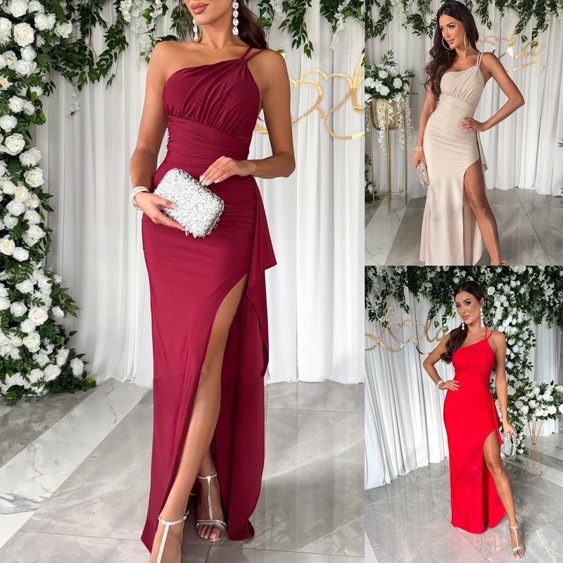 Women's Sheath Dress Sexy Collarless Zipper Sleeveless Solid Color Maxi Long Dress Banquet Party Date