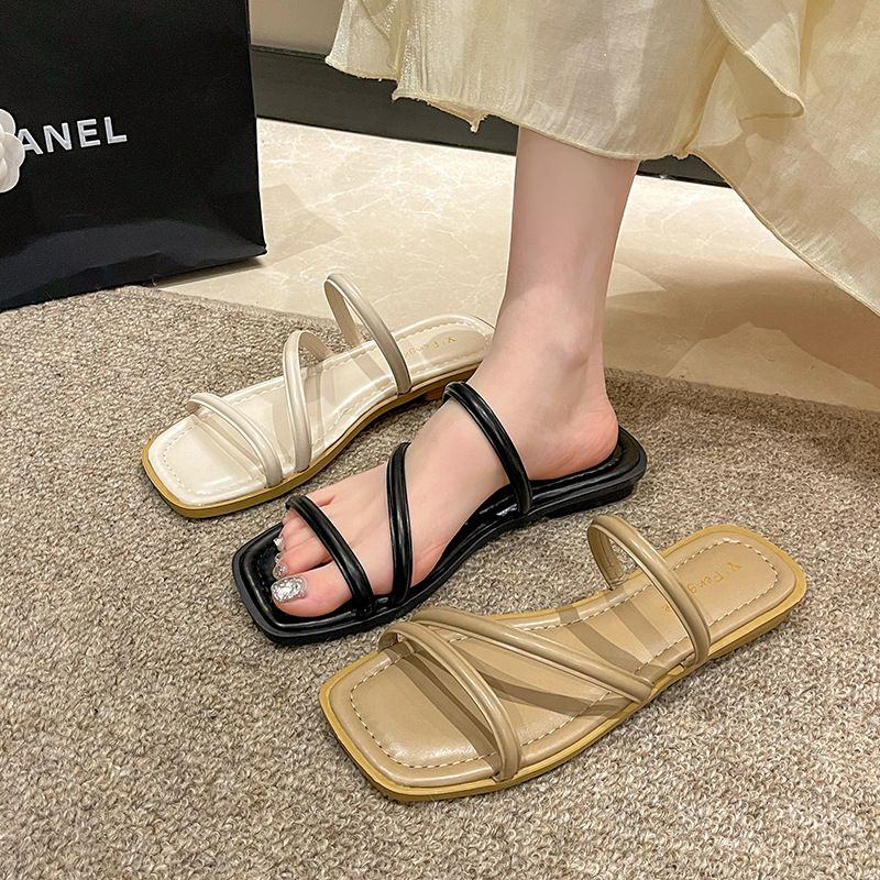 Women's Vacation Solid Color Open Toe Slides Slippers