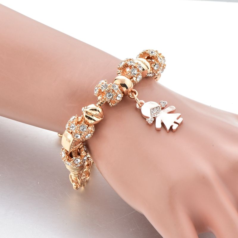Vintage Style Simple Style Color Block Alloy Plating Inlay Rhinestones Zircon Gold Plated Women's Bracelets
