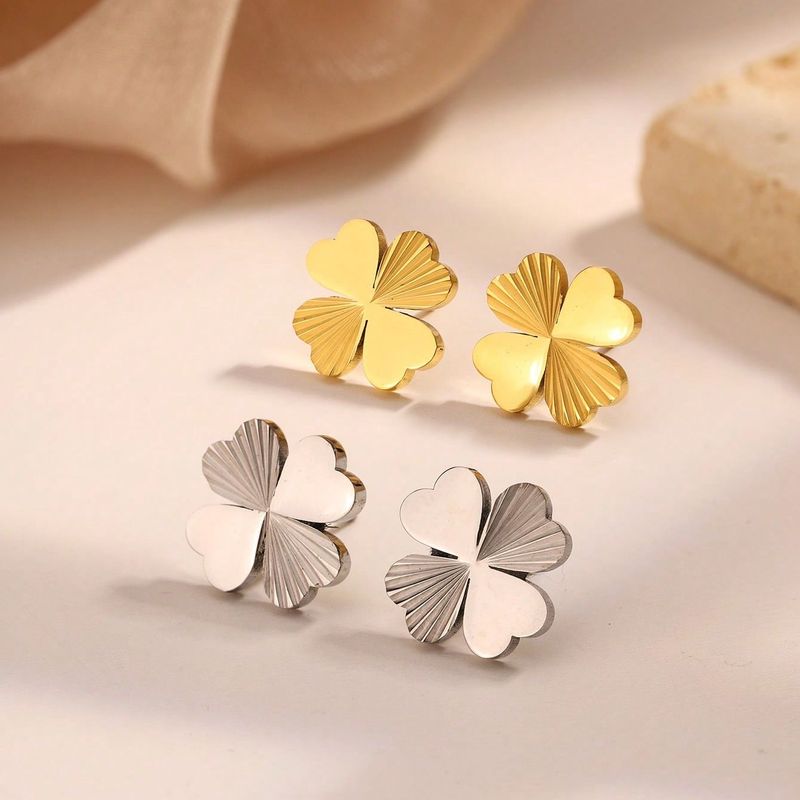 1 Pair Modern Style Sweet Commute Four Leaf Clover 304 Stainless Steel 18K Gold Plated Ear Studs