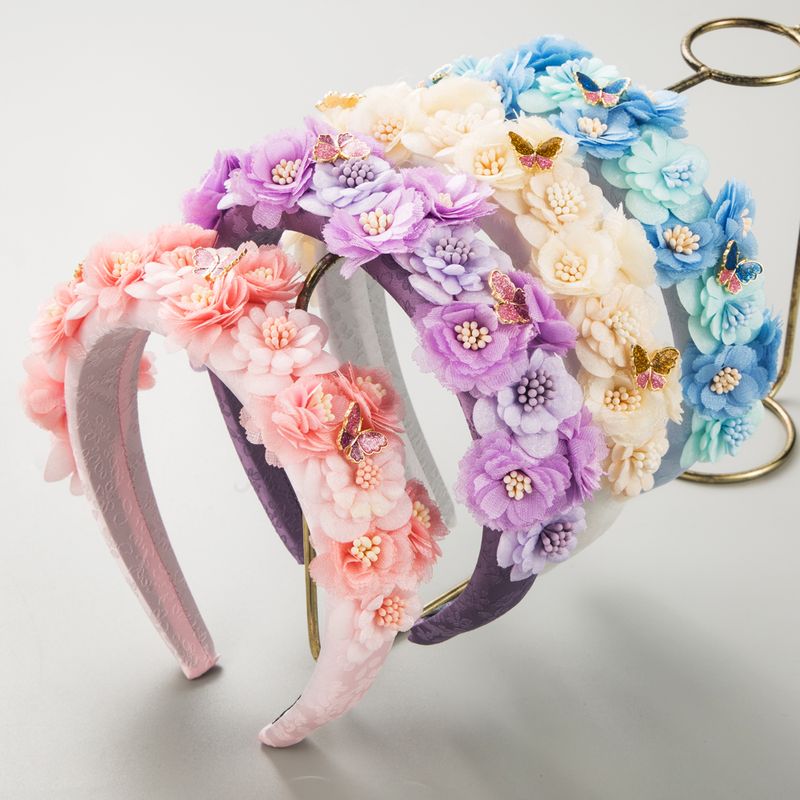 Frau Glam Ferien Blume Schmetterling Legierung Tuch Haarband