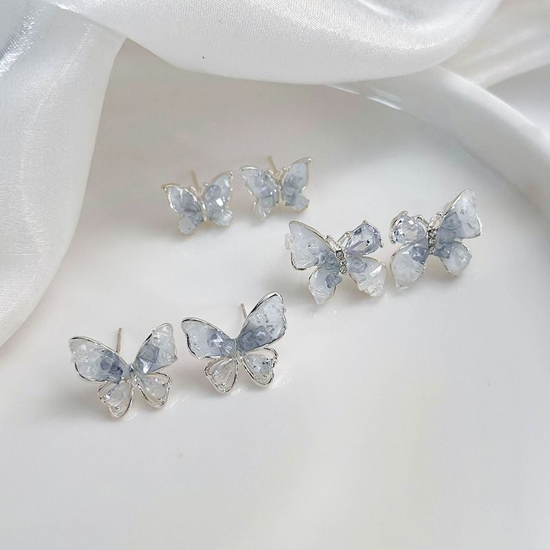 1 Paire Style Simple Style Classique Papillon Incruster Alliage Diamant Dans Les Débris Boucles D'Oreilles