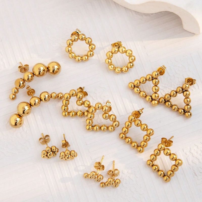 1 Pair Cute Simple Style Geometric Heart Shape 304 Stainless Steel 18K Gold Plated Ear Studs