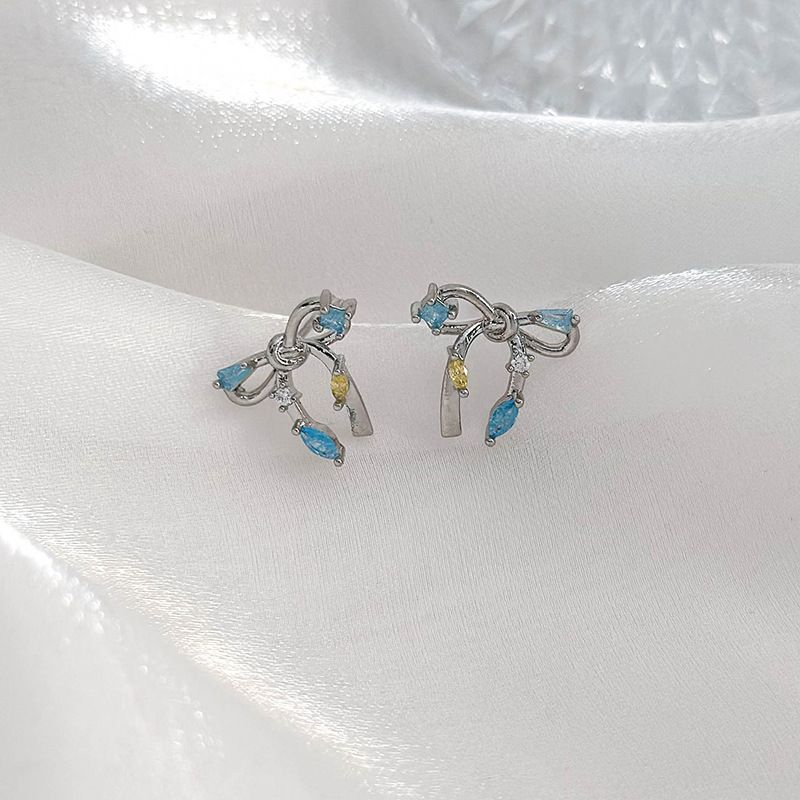 1 Pair Simple Style Shiny Bow Knot Inlay Copper Zircon Ear Studs