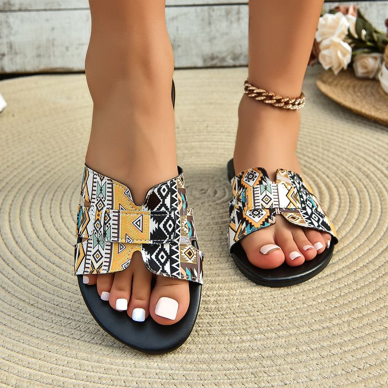 Women's Vacation Ethnic Style Color Block Round Toe Beach Sandals