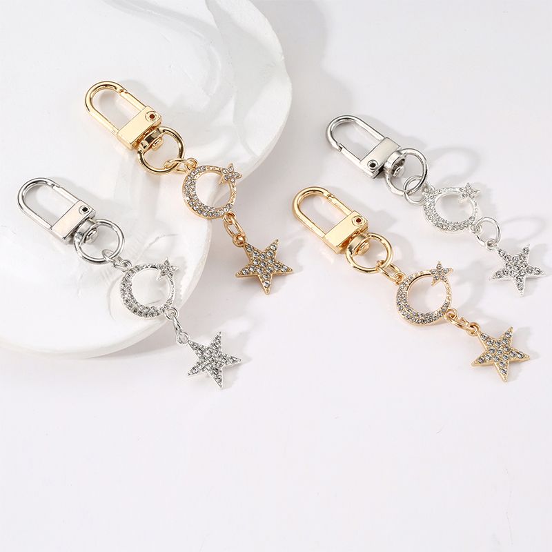 Simple Style Solid Color Alloy Inlay Rhinestones Keychain