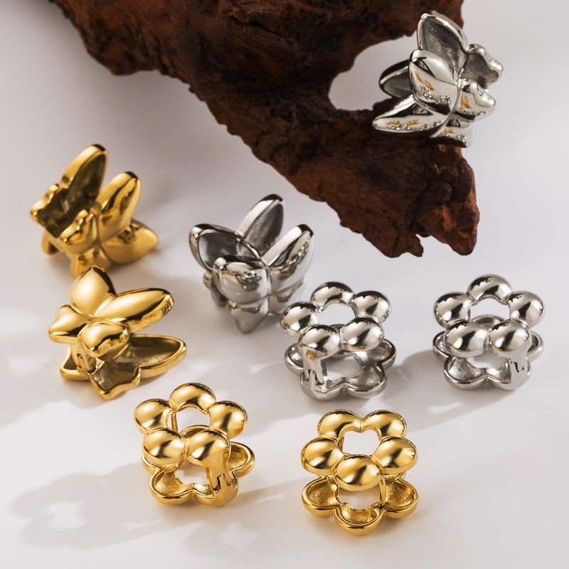 1 Pair Casual Commute Flower Butterfly Hollow Out 304 Stainless Steel 14K Gold Plated Ear Cuffs
