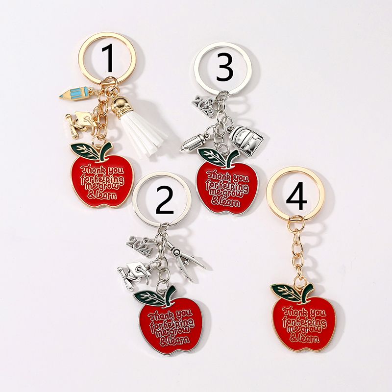 Cartoon Style Cute Letter Apple Alloy Bag Pendant Keychain