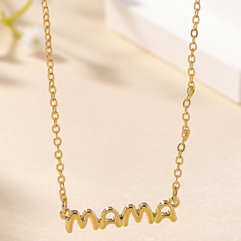 Großhandel Schmuck MAMA Einfacher Stil Brief Zinklegierung Halskette