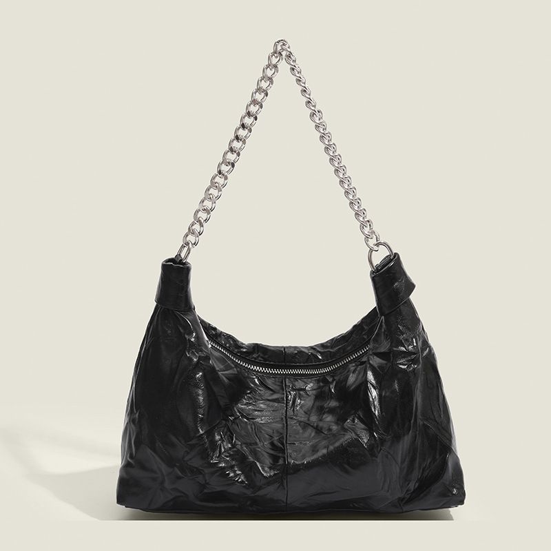 Women's Medium Pu Leather Solid Color Streetwear Square Zipper Underarm Bag