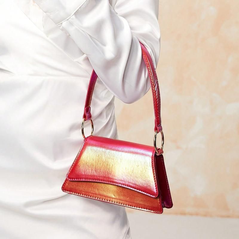Women's Medium Pu Leather Gradient Color Solid Color Streetwear Square Flip Cover Underarm Bag