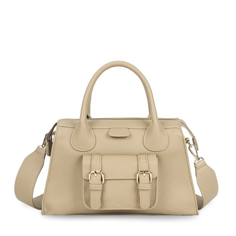 Women's Large Pu Leather Solid Color Elegant Classic Style Zipper Crossbody Bag
