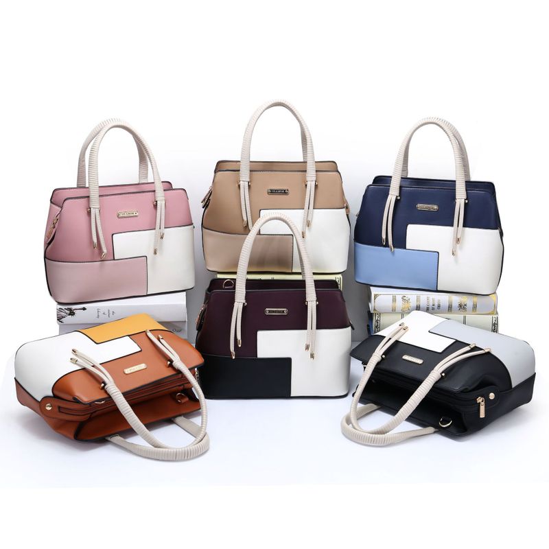 Women's Medium Pu Leather Color Block Vintage Style Classic Style Zipper Handbag