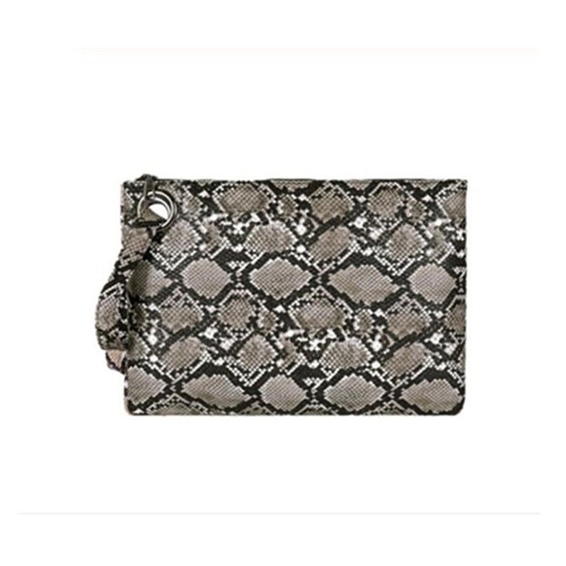 Unisex Snakeskin Pu Leather Zipper Wallets