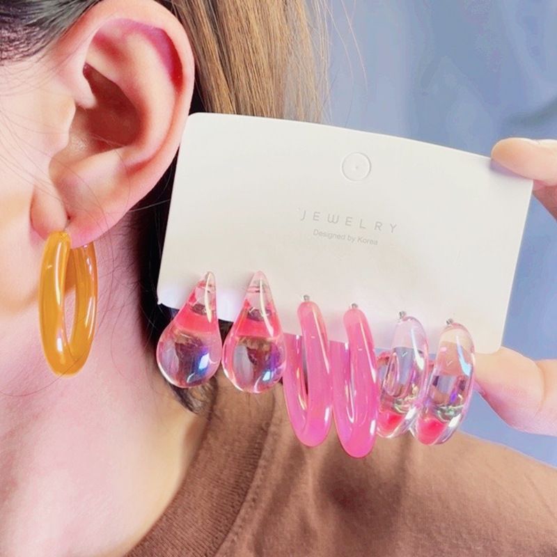 Sweet C Shape Water Droplets Arylic Plating Women's Earrings