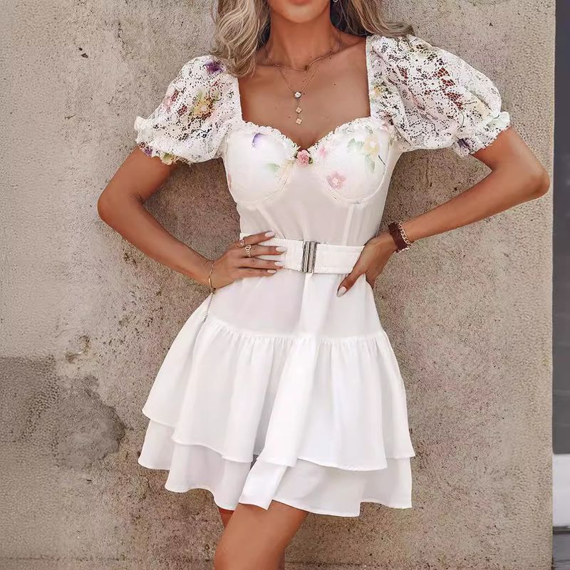 Women's Regular Dress Vacation U Neck Printing Sleeveless Ditsy Floral Short Mini Dress Daily Beach