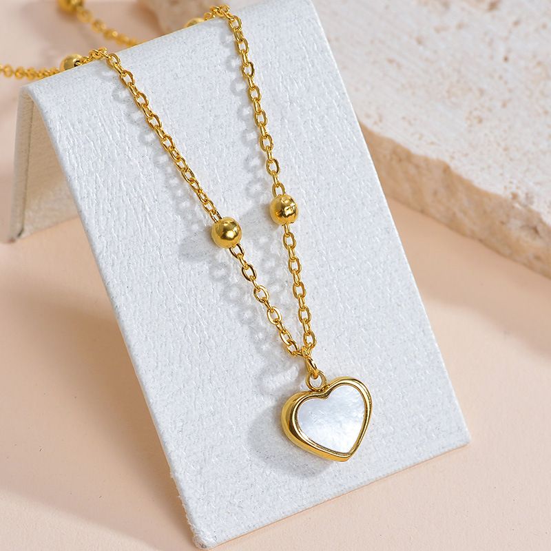 Titanium Steel Gold Plated Simple Style Classic Style Plating Heart Shape Pendant Necklace
