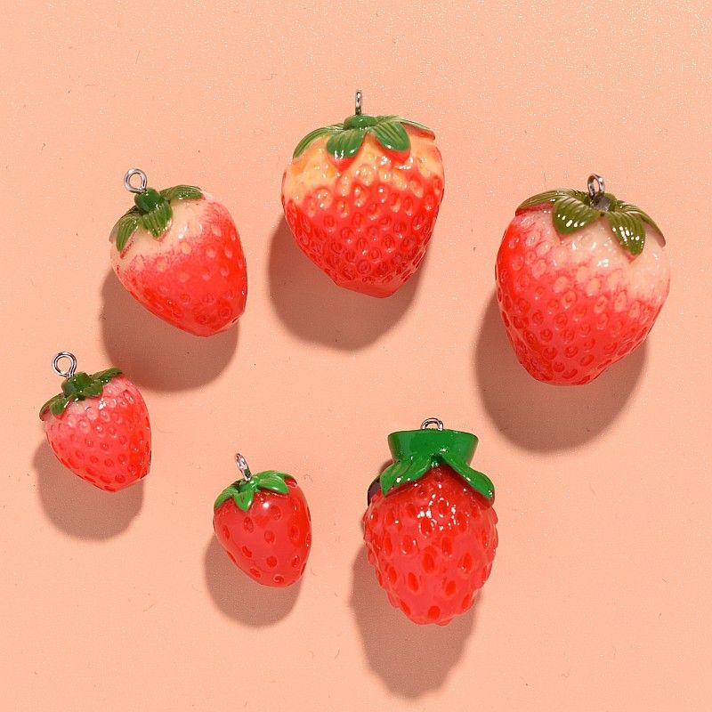 1 Stück 2,2*1,5 Cm 3,2*2,1 Cm 3*2cm Harz Erdbeere Anhänger