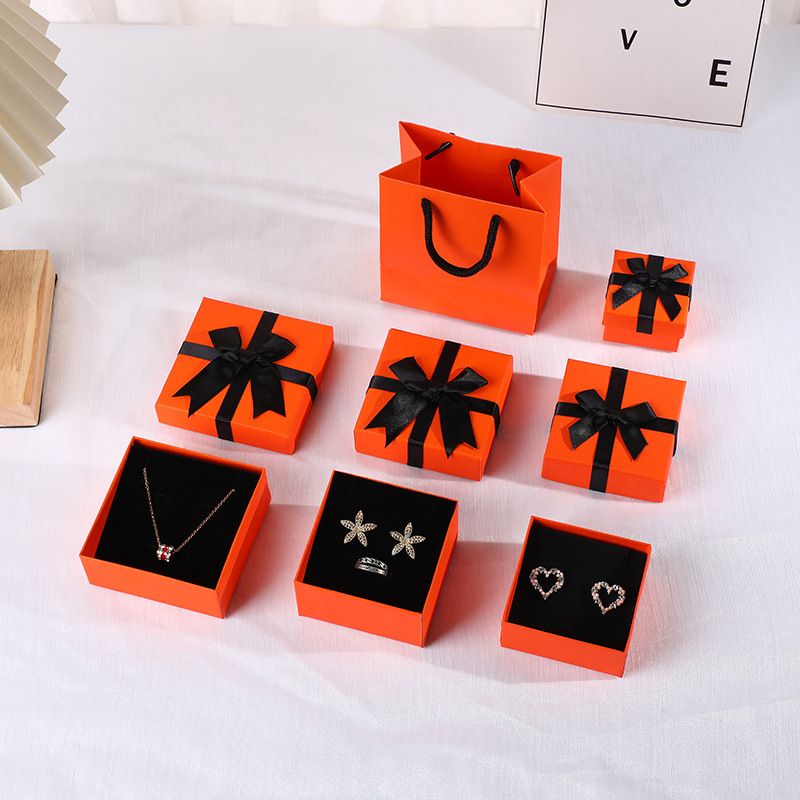 Casual Elegant Color Block Bow Knot Paper Jewelry Packaging Bags Jewelry Boxes