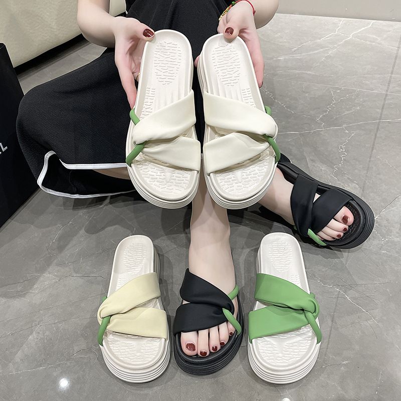 Women's Casual Vacation Solid Color Round Toe Slides Slippers