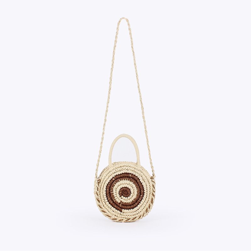 Women's Small Paper String Color Block Solid Color Vintage Style Beach Weave Zipper Straw Bag