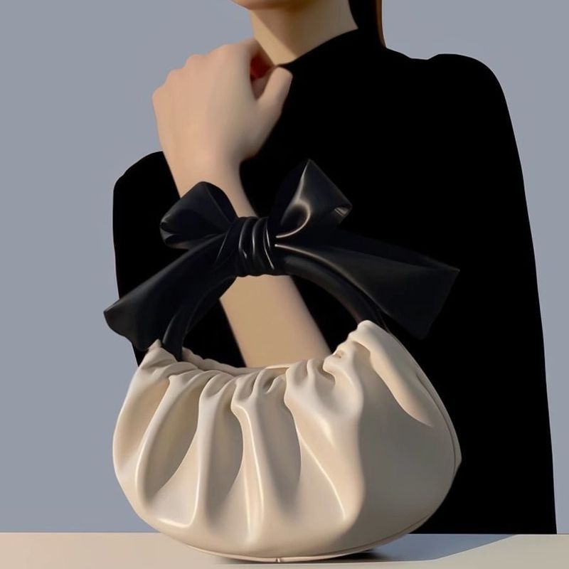 امرأة صغير جلد غير حقيقي اللون الصامد جذاب Bowknot مشبك مغناطيسي حقيبة شكل سحابة