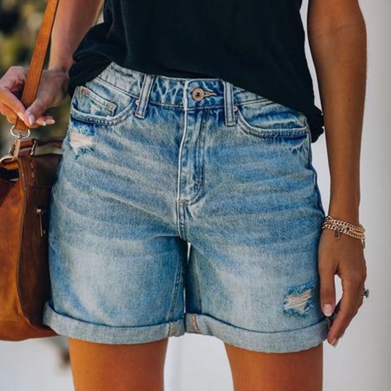 Women's Casual Streetwear Solid Color Shorts Jeans