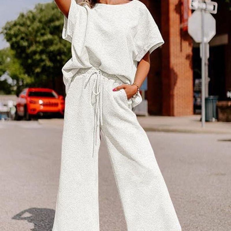 Casual Women's Simple Style Solid Color Polyester Pants Sets Pants Sets