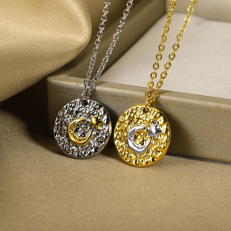 Wholesale Jewelry Simple Style Classic Style Color Block Zinc Alloy Gold Plated Plating Pendant Necklace