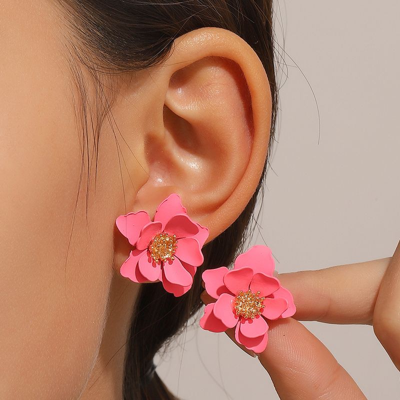 1 Par Estilo Simple Estilo Clásico Flor Barniz De Estufa Arílico Pendientes