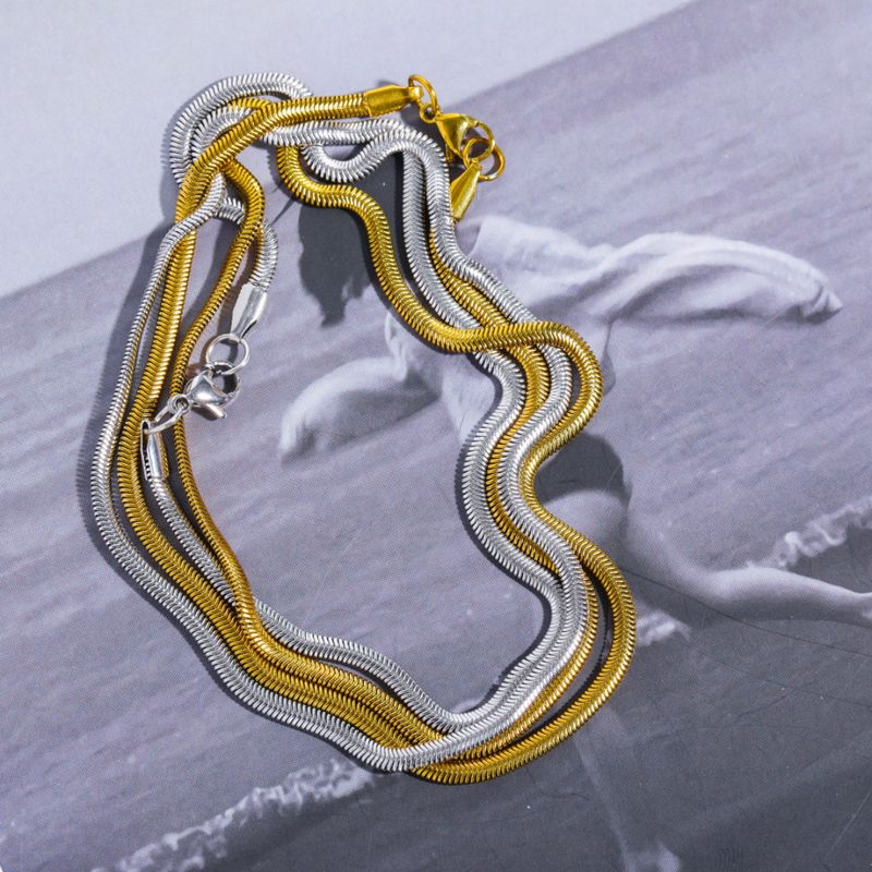 1 Piece Titanium Steel Gold Plated Solid Color Chain