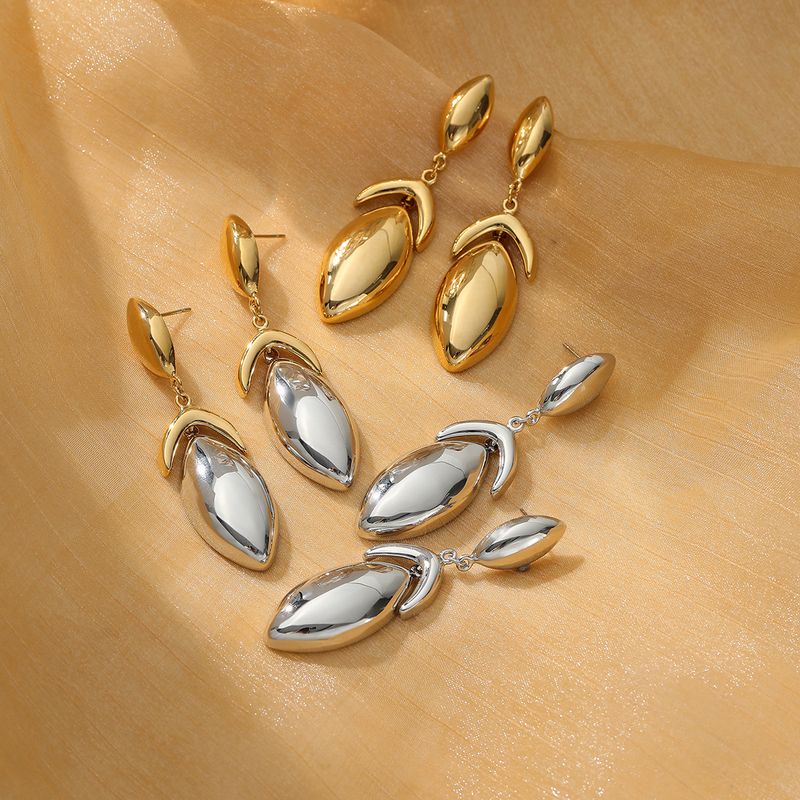 1 Pair Elegant Simple Style Water Droplets 304 Stainless Steel 18K Gold Plated Drop Earrings