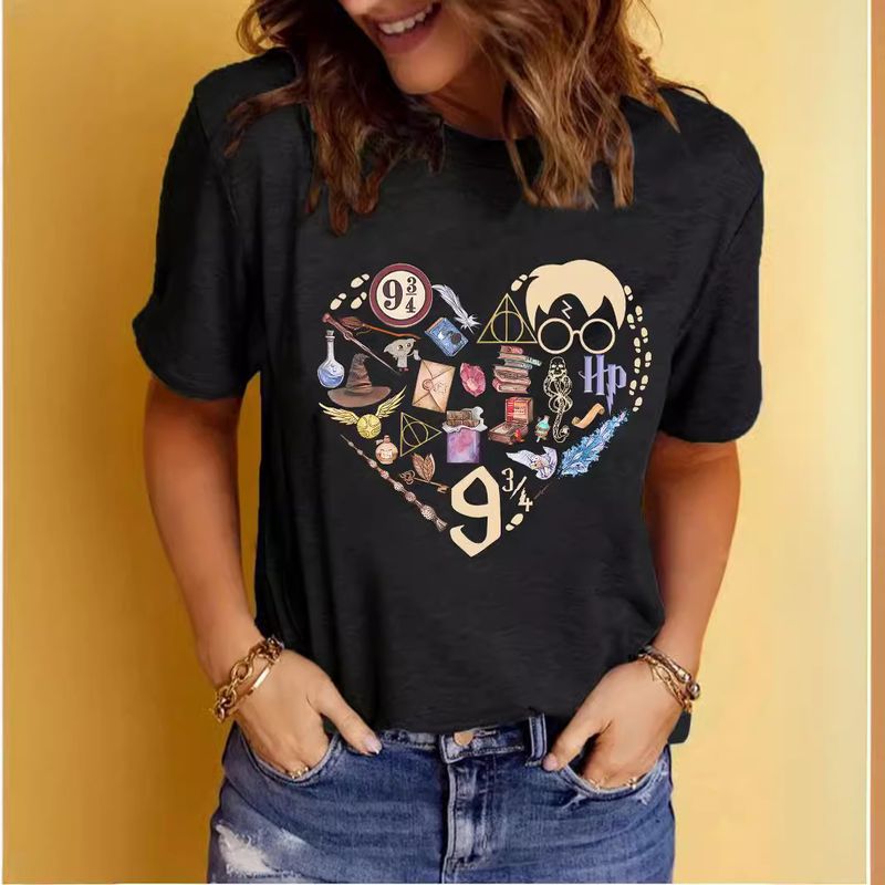 Femmes T-Shirt Manche Courte T-shirts Impression Vêtement De Rue Dessin Animé Forme De Cœur